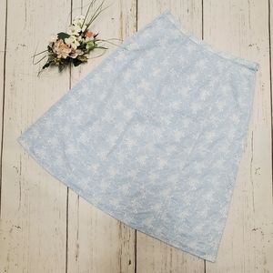 Caslon Baby Blue Eyelet A-line Cotton Skirt Size 2